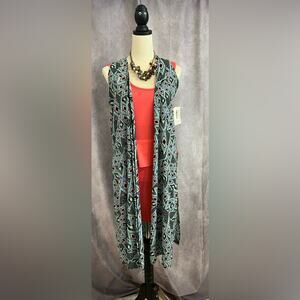 NEW‎ LulaRoe Joy Vest Geometric Shapes Blue, Black and Orange Size Small